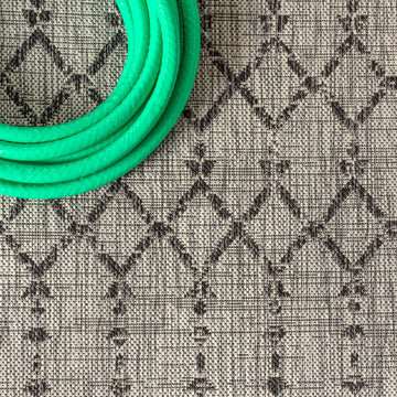 Ourika Moroccan Geometric Textured Weave Indoor/outdoor Area Rug
